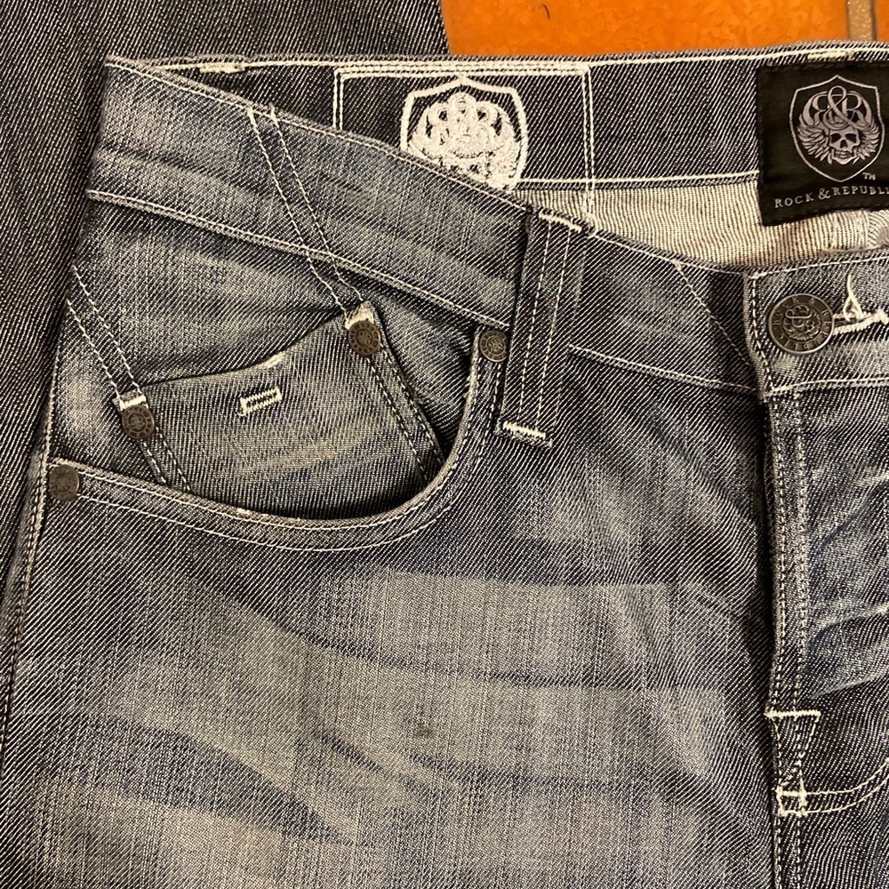 Rock & Republic Mens Rock & Roll Skull Size 34 Jeans - Picture 4 of 11